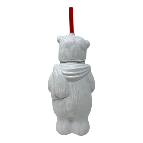 Always Coca-Cola Polar Bear Molded Bottle Tumbler Drink Straw 1990s White Red - Picture 2 of 7